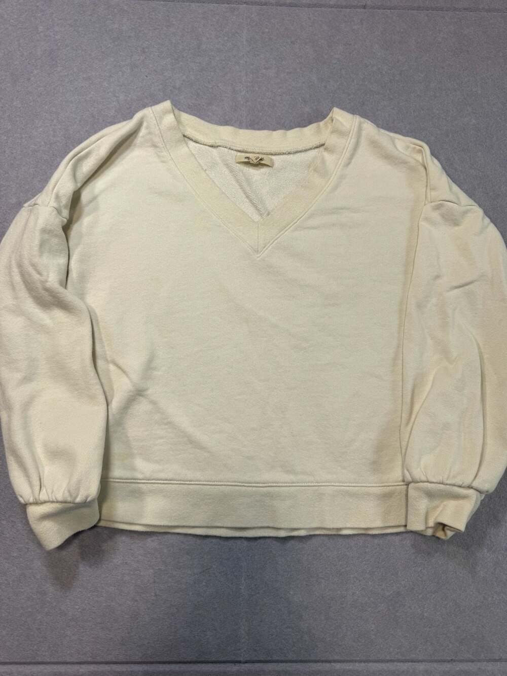 Madewell V-Neck Balloon Sleeve Sweatshirt XS